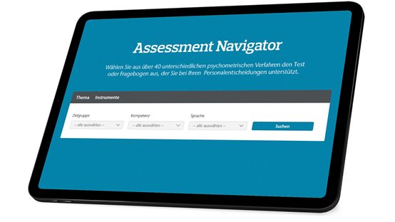 Tablet mit Online Assessment Navigator