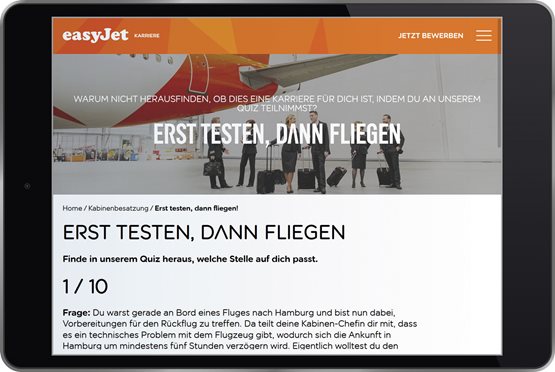 Tablet mit Realistic Job Preview von easyJet