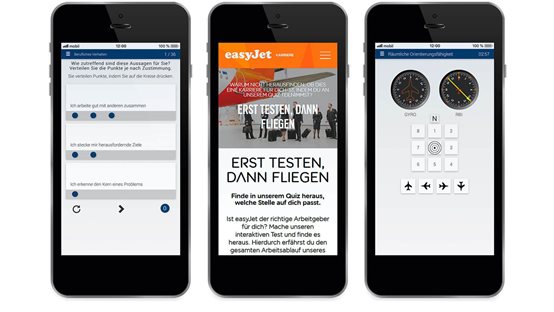 Smartphones mit Fähigkeitstests und Persönlichkeitsfragebögen für die Luftfahrt